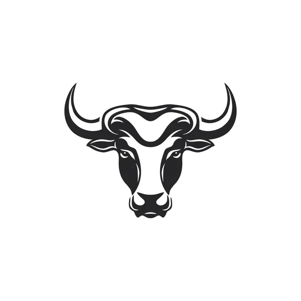 牛头标识的牛脸剪贴画艺术载体的轮廓 公牛象征动物符号 在白色背景上隔离 — 图库矢量图片