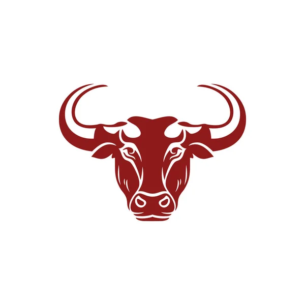 牛の顔のクリップアートベクトルの牛の頭のロゴシルエット 雄牛のアイコン動物のシンボルは白地に隔離され — ストックベクタ