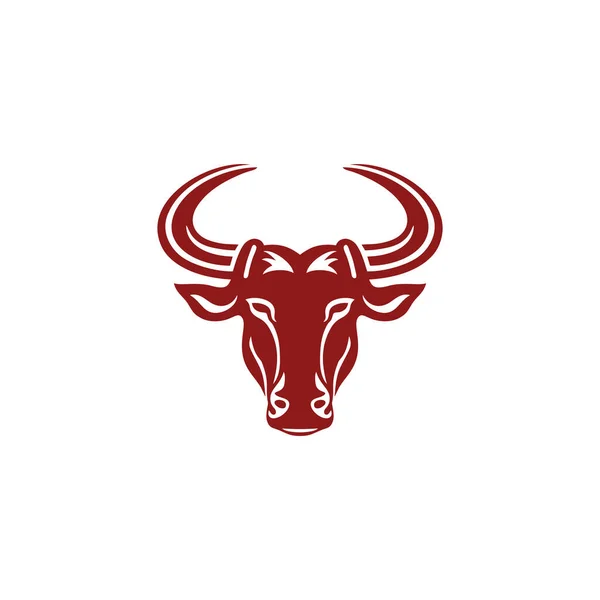 Bull Face Logo Cow Head Silhouette Clip Art Vector Animal — Stock Vector