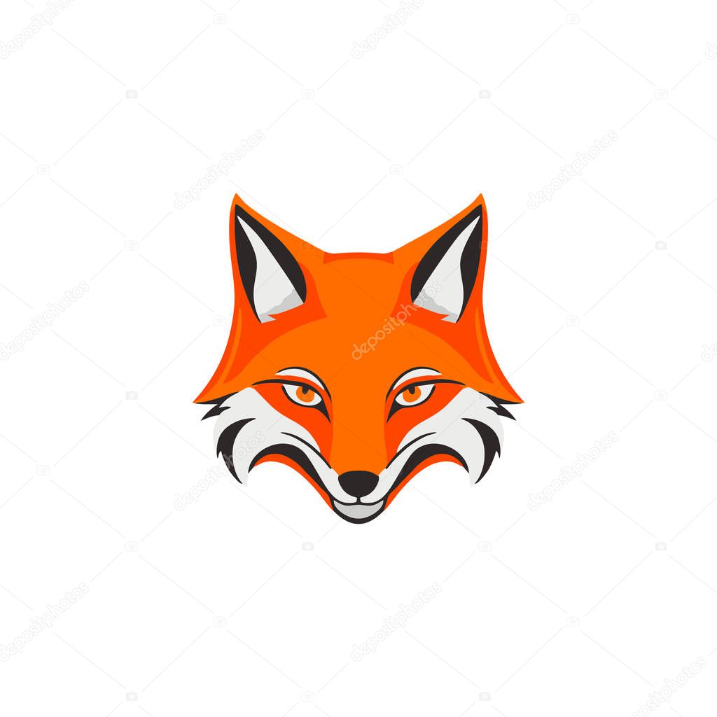 Fox head Logo vector of wolf face emblem clipart, mascot symbol cartoon icon isolated on white background.