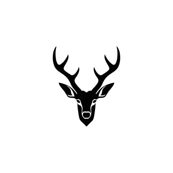 Sylwetka Jelenia Logo Twarzy Renifera Wektor Clipart Symbol Rogów Zwierząt — Wektor stockowy