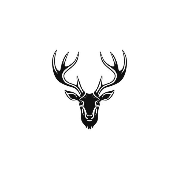 鹿の頭のシルエットトナカイの顔のロゴクリッパーベクトル 白い背景に隔離された動物の角のシンボル鹿の角のアイコン — ストックベクタ