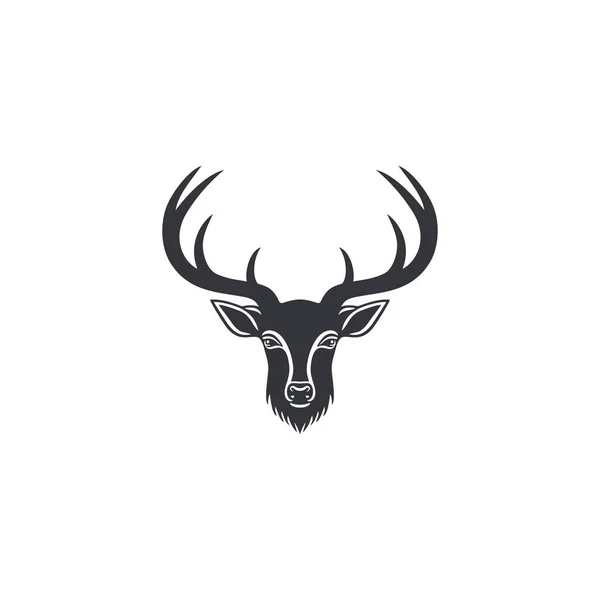 Deer Head Silhouette Logo Reindeer Face Clipart Vector Animal Horn — Stock Vector