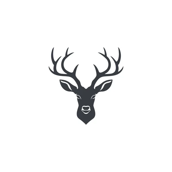 Geyik başlı siluet logosu Clipart vektörüne bakıyor. Beyaz arkaplanda izole edilmiş hayvan boynuzu sembolü geyik boynuzu simgesi.