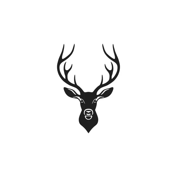Sylwetka Jelenia Logo Twarzy Renifera Wektor Clipart Symbol Rogów Zwierząt — Wektor stockowy