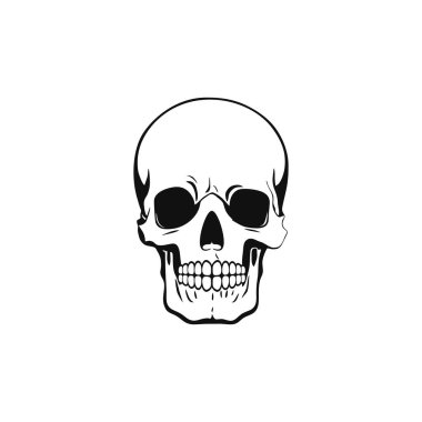 Kafatası kafası kemik surat siluet vektörünün bir parçası, Calavera sembolü, cadılar bayramı ikonu, iskelet dövmesi. beyaz arkaplanda izole.