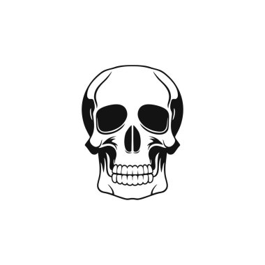 Kafatası kafası kemik surat siluet vektörünün bir parçası, Calavera sembolü, cadılar bayramı ikonu, iskelet dövmesi. beyaz arkaplanda izole.