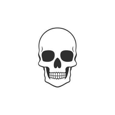 Kemik suratlı siluet çatal bıçak sanatı, cadılar bayramı sembolü, Calavera ikonu, iskelet dövmesi. beyaz arkaplanda izole.