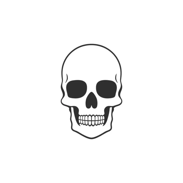 Totenkopf Logo Vektor Aus Knochengesicht Silhouette Clip Art Halloween Symbol — Stockvektor