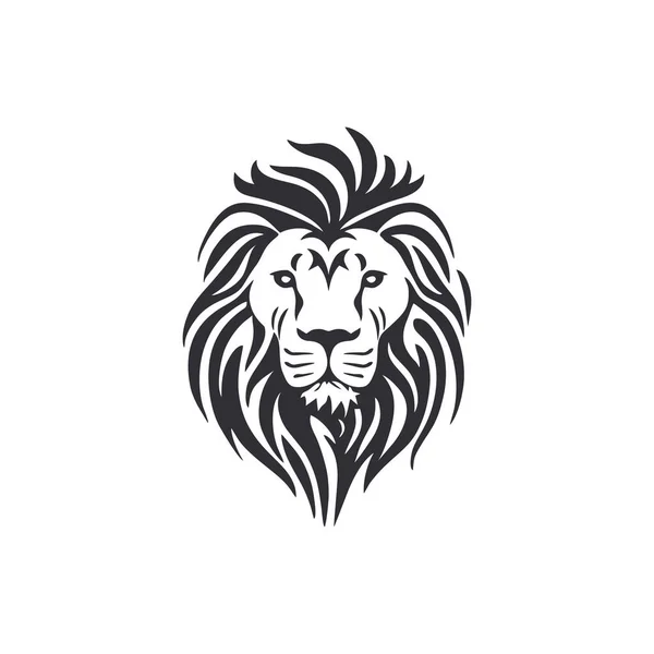 狮面标志的部落狮子头轮廓矢量 动物图标剪贴画的皇家顶点符号 在白色背景下隔离 — 图库矢量图片