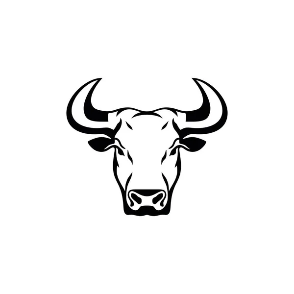 水牛の顔クリップアートベクトルの牛の頭のロゴのシルエット 白い背景に隔離された牛のアイコン動物のシンボル — ストックベクタ