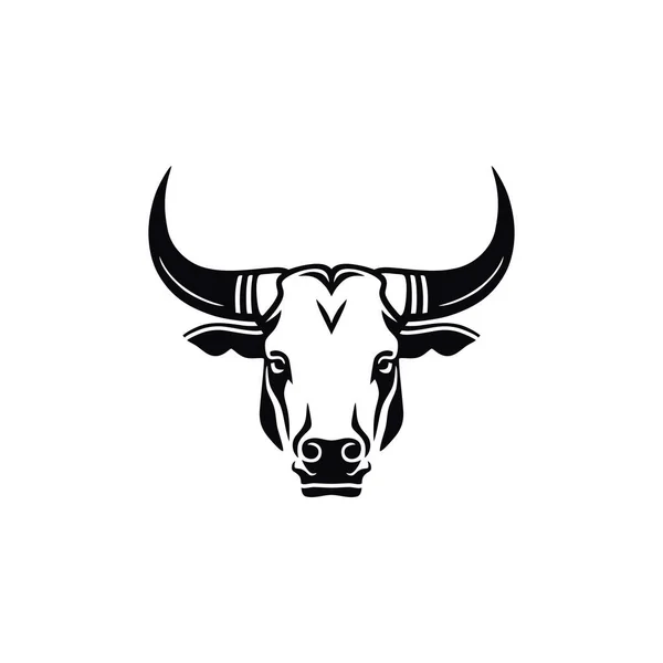 牛头像是水牛面部剪贴画艺术载体的缩影 奶牛图标动物符号 白色背景隔离 — 图库矢量图片