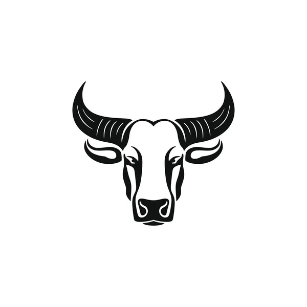 Toro Testa Logo Silhouette Bufalo Faccia Clip Art Vettore Icona — Vettoriale Stock