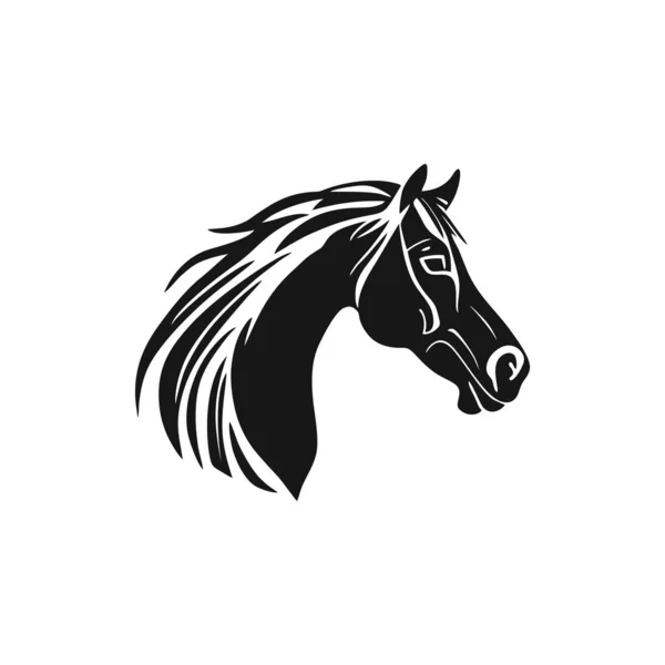 马的马头标志面对着轮廓的山崖 动物图标的霍塞拉斯符号 在白色背景上隔离 — 图库矢量图片