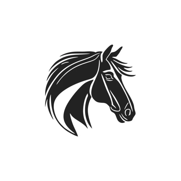 马的马头标志面对着轮廓的山崖 动物图标的霍塞拉斯符号 在白色背景上隔离 — 图库矢量图片