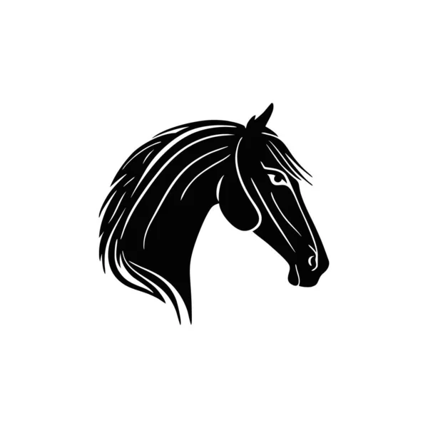 Atların Başlı Logosu Siluet Klipiyle Karşılaşıyor Beyaz Arka Planda Izole — Stok Vektör