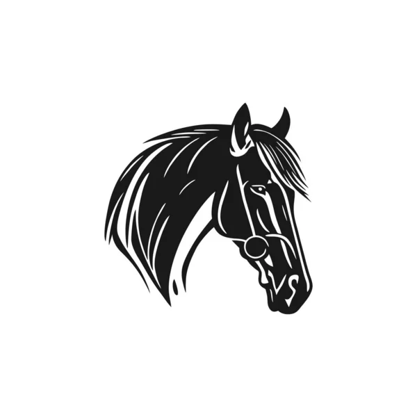 Häst Huvud Logotyp Hästar Ansikte Siluett Clipart Horserace Symbol För — Stock vektor