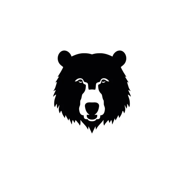 Bear Head Logo 마스코트 Face Mascot Clipart 회색빛 실루엣 아이콘 — 스톡 벡터