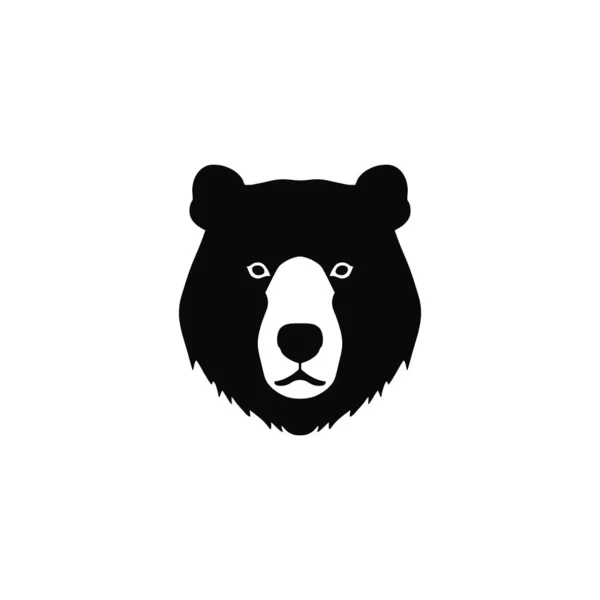 Bear Head Logo 마스코트 Face Mascot Clipart 회색빛 실루엣 아이콘 — 스톡 벡터