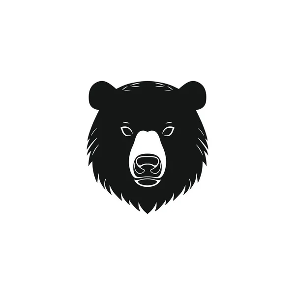 Oso Cabeza Logo Vector Cara Mascota Clipart Enojado Grizzly Silueta — Vector de stock