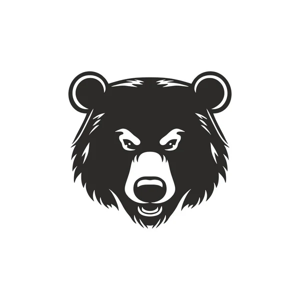 Testa Orso Logo Arrabbiato Grizzly Clip Art Volto Mascotte Icona — Vettoriale Stock