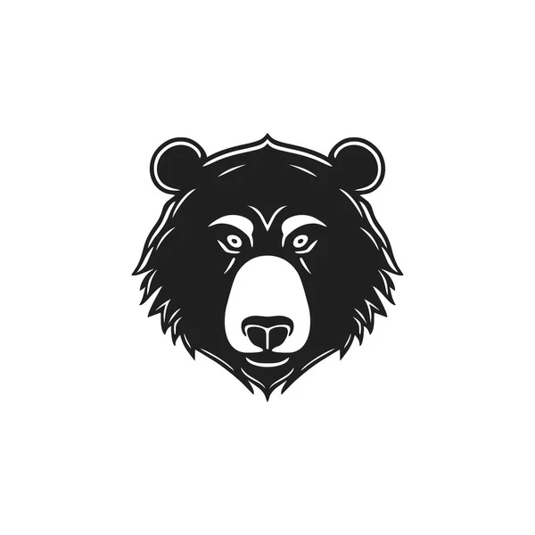 Bear Head Logo Arga Grizzly Klipp Konst Ansikte Maskot Siluett — Stock vektor
