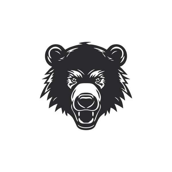 Bear Head Logo Wściekłego Grizzly Clip Sztuki Twarz Maskotka Sylwetka — Wektor stockowy