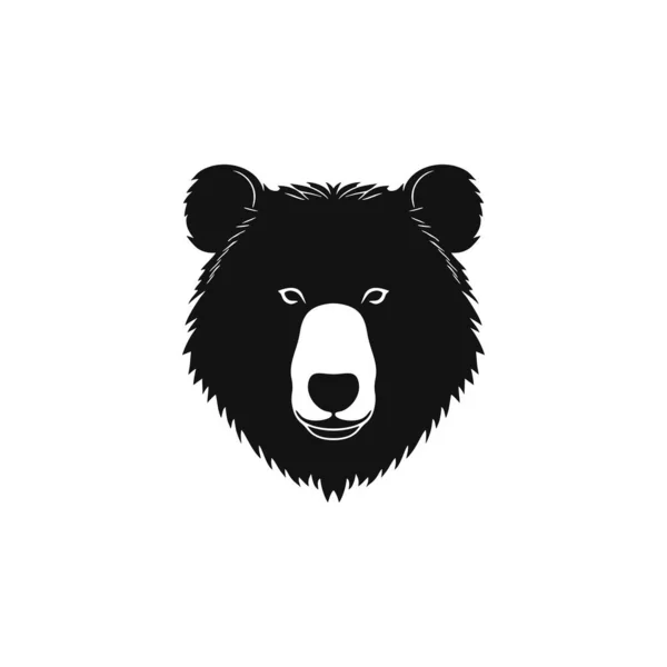 Oso Cabeza Logotipo Grizzly Enojado Clip Arte Cara Mascota Silueta — Vector de stock