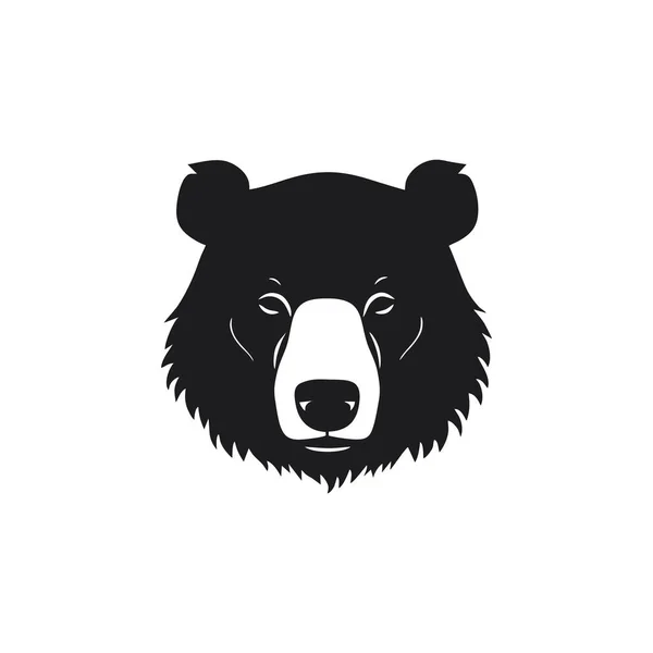 Logotipo Cabeça Urso Grizzly Bravo Clip Arte Silhueta Mascote Rosto —  Vetores de Stock
