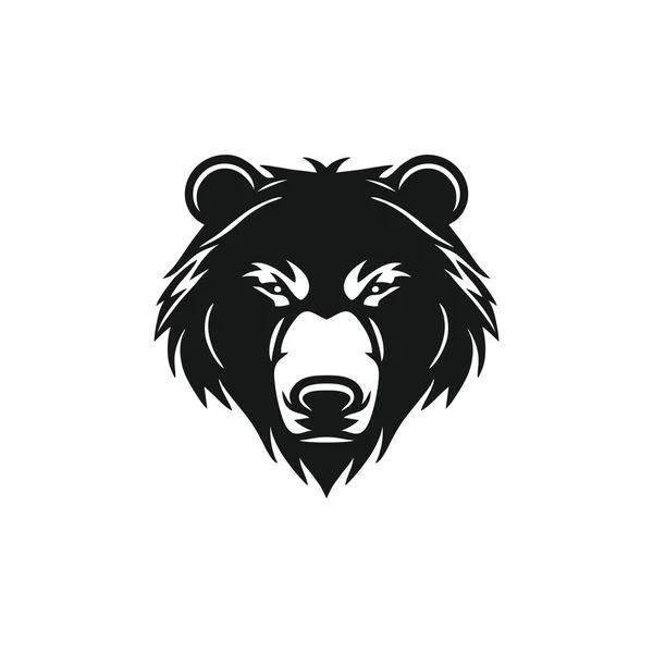 Oso Cabeza Logotipo Grizzly Enojado Clip Arte Cara Mascota Silueta — Archivo Imágenes Vectoriales