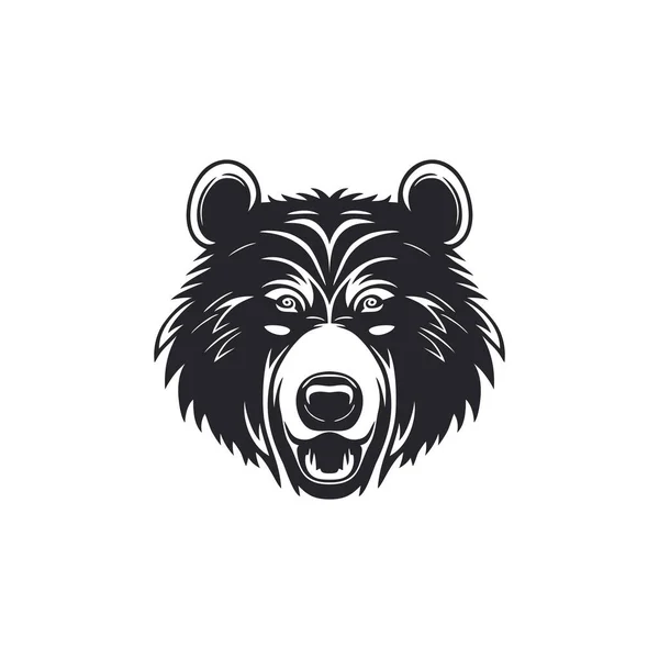Ведмідь Голова Логотип Злий Грізлі Кліпарт Обличчя Талісман Силует Значок — стоковий вектор