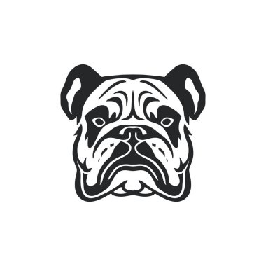 Buldog kafası logosu boğa suratlı siluet Clipart vektörü, hayvan karakteri ikonu, maskot çıkartması sembolü. beyaz arkaplanda izole.