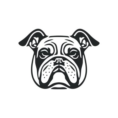 Bulldog kafa siluetinin logosu Clipart vektörü, hayvan karakteri ikonu, maskot çıkartması sembolü. beyaz arkaplanda izole.