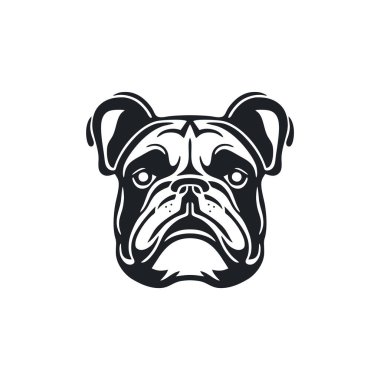 Bulldog kafa siluetinin logosu Clipart vektörü, hayvan karakteri ikonu, maskot çıkartması sembolü. beyaz arkaplanda izole.