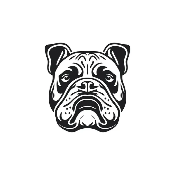 Логотип Голови Бульдога Бика Собаки Обличчя Силует Кліпарт Вектор Значок — стоковий вектор