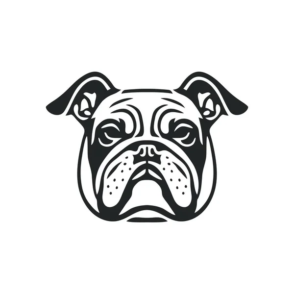 Логотип Бульдога Лице Собаки Силуэт Клипарт Вектор Символ Персонажа Животного — стоковый вектор