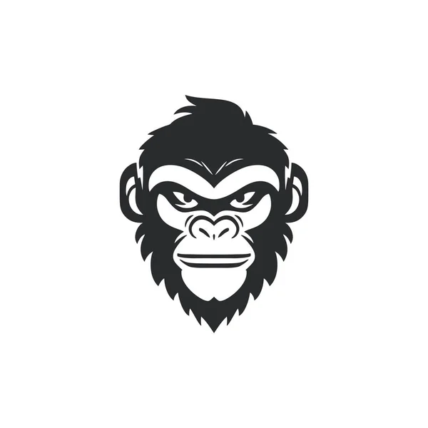 Maymun Surat Logosu Maymun Başlı Siluet Klişe Vektörü Hayvan Şempanze — Stok Vektör