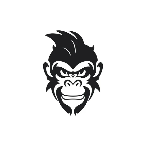 Логотип Обезьяньего Лица Силуэта Головы Обезьяны Вектор Клипарта Икона Шимпанзе — стоковый вектор