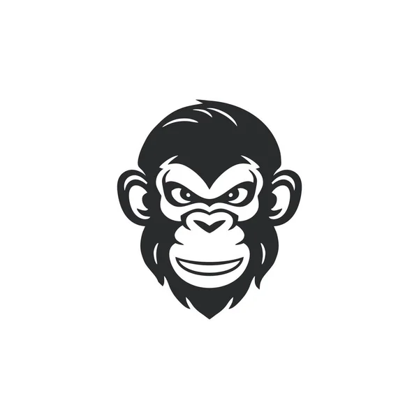 猿の顔のロゴ猿の頭のシルエットのクリップベクトル 動物チンパンジーのアイコン ゴリラのシンボル 白い背景に隔離され — ストックベクタ