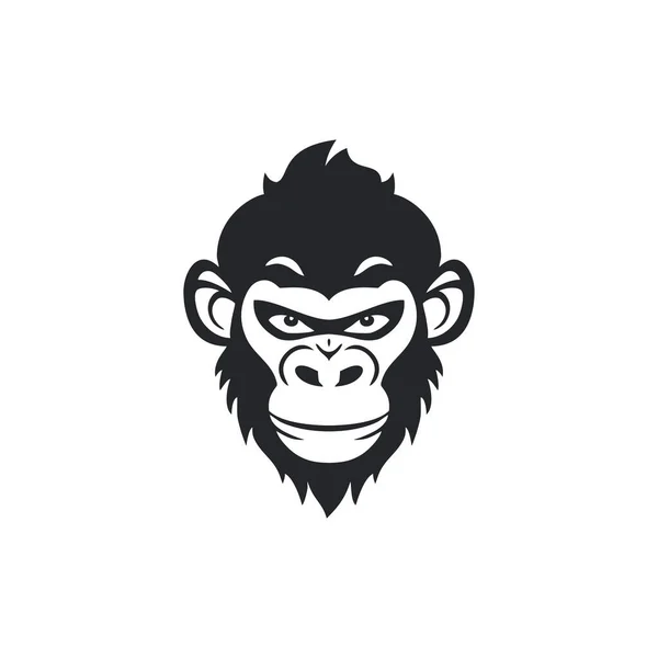 Monkey Head Logo Chimpanzee Face Silhouette Clipart Vector Animal Ape — Stock Vector