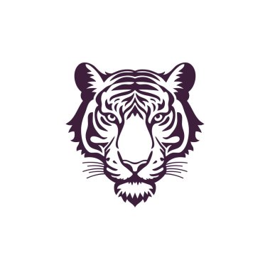 Hayvan Yüzlü Vektör Klibi 'nin Tiger Head logosu vahşi yaşamın yırtıcı ikonu, leopar, panter, jaguar, çita sembolü. beyaz arkaplanda izole.