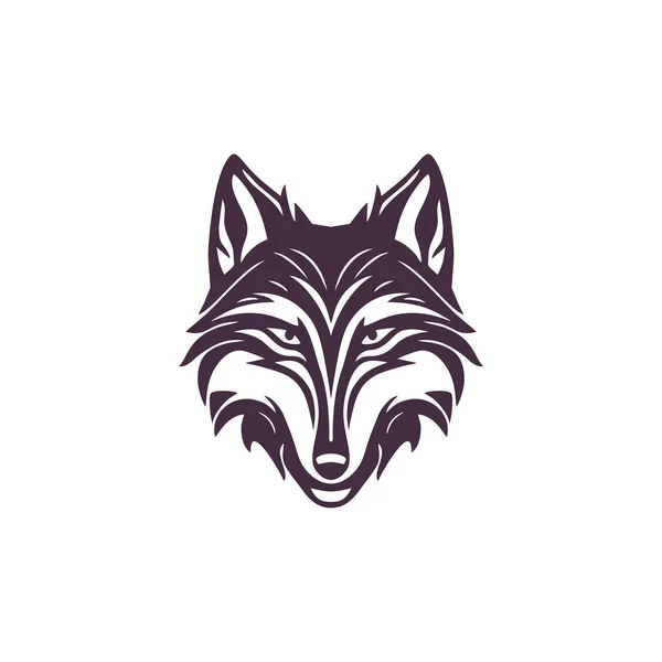 Logo Twarzy Wilka Sylwetka Głowy Zwierzęcia Wektor Clipart Symbol Drapieżnika — Wektor stockowy
