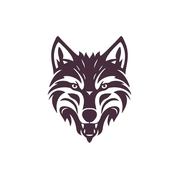 狼的头像标志动物头像 掠食者符号 狐狸吉祥物图标 在白色背景下隔离 — 图库矢量图片