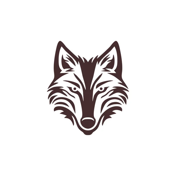 狼头山崖动物面部标志载体 掠食者轮廓图标 狐狸吉祥物符号 在白色背景下隔离 — 图库矢量图片