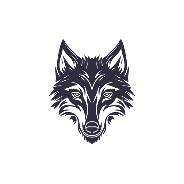 狼头山崖动物面部标志载体 掠食者轮廓图标 狐狸吉祥物符号 在白色背景下隔离 — 图库矢量图片