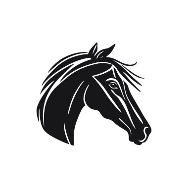 Atların at suratlı logosu baş siluet clipart illüstratör vektörü. Beyaz arka planda izole edilmiş hayvan sembolünün aygır atı simgesi..