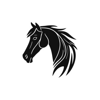 Atların at suratlı logosu baş siluet clipart illüstratör vektörü. Beyaz arka planda izole edilmiş hayvan sembolünün aygır atı simgesi..