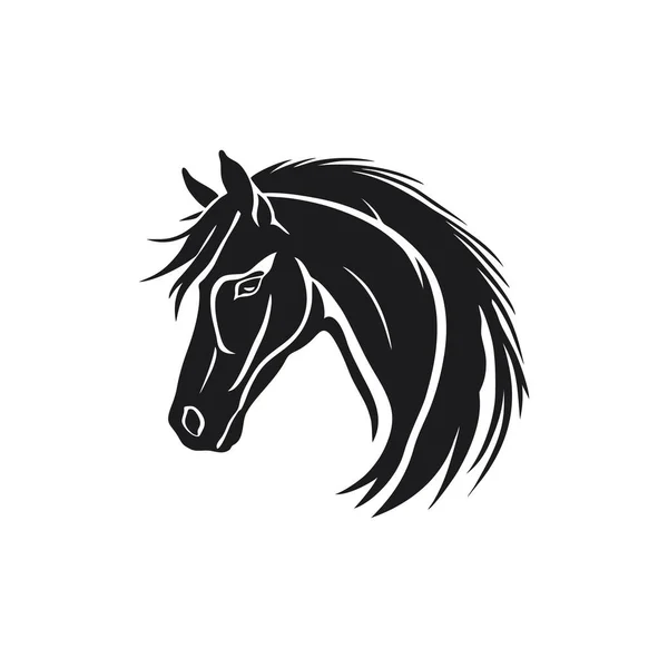 马脸标识的马的头像轮廓悬崖插图矢量 动物象征的种马 在白色背景上隔离 — 图库矢量图片