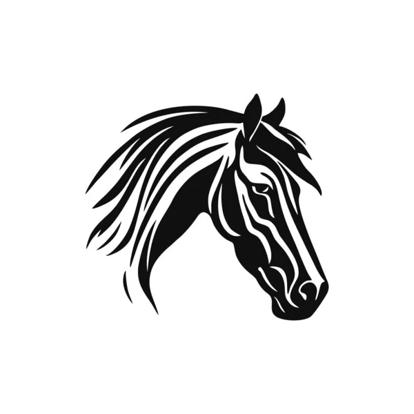 马头轮廓马群面对标志插画向量 动物图标的种马 在白色背景上隔离 — 图库矢量图片