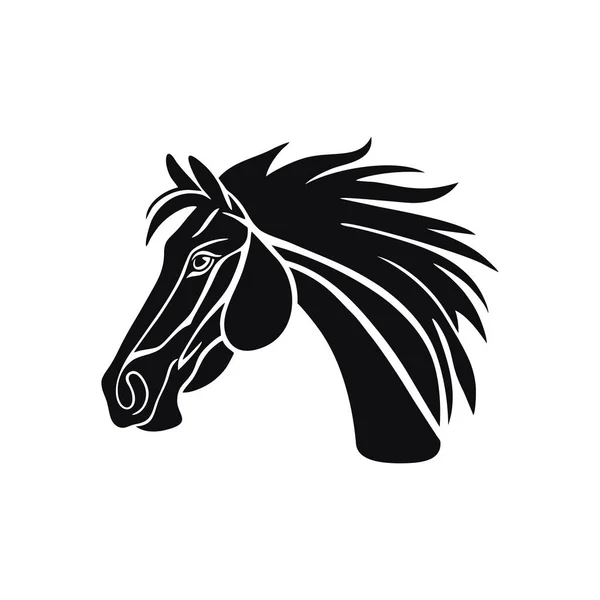 Atların Baş Silueti Logo Illüstratör Vektörüyle Karşılaşıyor Beyaz Arka Planda — Stok Vektör